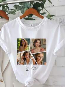 Camiseta personalizada con foto y texto, camiseta para despedida de soltera, regalo de cumpleaños con cara personalizada, camiseta con foto de cumpleaños, camiseta de novia, camiseta con foto de recuerdo de despedida de soltera, camiseta personalizada para despedida de soltera - Negro - Ver 7