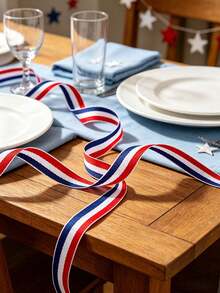 Red White And Blue Ribbon Patriotic Ribbon, 30FT Double-Sided Striped Patriotic Ribbon,American Flag Striped Grosgrain Ribbon For Gift Wrapping, 4th Of July Decorations, Memorial Day Decorations,Handicrafts,Sewing - Independence Day Edition - View 2