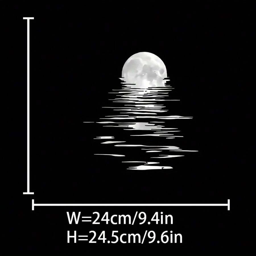 1 pieza de sticker de transferencia de calor para Noches de Luna - Patrón de ondas en blanco y negro, stickers de transferencia de calor para camisetas, jeans y bolsos - Duradero, decoración de ropa| Patrón de Noche de Luna| Calcomanía lavable - Negro - Ver 1