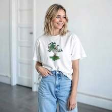 short-sleeveCamiseta con estampado de flores de cerezo blancas en acuarela - Camiseta gráfica floral de la naturaleza100% Cotton - Blanco - Ver 6