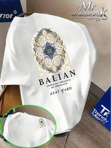 Camiseta Vintage para Hombre con Estampado de Cerámica Armena - BALIAN & Azat Yard, Corte Holgado Casual, Cuello Redondo, Manga Corta, Ideal para Uso Diario y Eventos Culturales Armenios - Lavable a Máquina - Negro - Ver 1