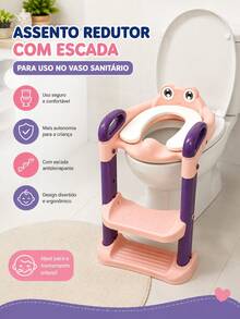 Assento Redutor Infantil para Vaso Sanitário com Escada Antiderrapante Rister Baby - Rosa Bebê - Visão 3
