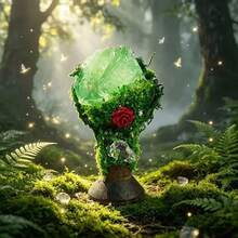 手工森林系列水晶装饰品，天然透明石英/黄水晶/绿色萤石/紫水晶苔藓雕塑，波西米亚风格女巫祭坛装饰，家居装饰 - 多色 - 查看 13