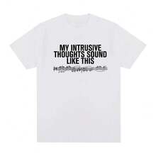 Camiseta de bebé "Pensamientos Intrusivos" 2026, nuevo estilo , igual que en el sitio oficial, camiseta de alta calidad, 100% algodón, cuello redondo suave. - Blanco - Ver 1