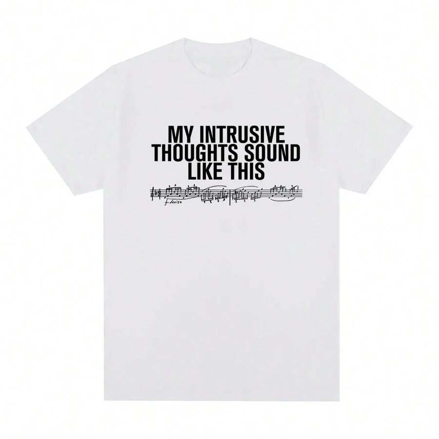 Camiseta de bebé "Pensamientos Intrusivos" 2026, nuevo estilo , igual que en el sitio oficial, camiseta de alta calidad, 100% algodón, cuello redondo suave. - Blanco - Ver 1