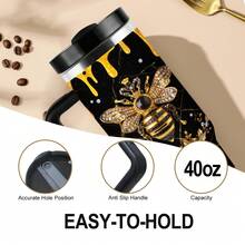 1 cốc giữ nhiệt bằng thép không gỉ 40oz, hình ong chúa, có nắp và ống hút, rửa bằng tay, thích hợp làm quà tặng cho Giáng sinh, Lễ Tạ ơn, Ngày Valentine, Ngày của Mẹ, Ngày của Ông Bà. - vàng đen - Xem 6