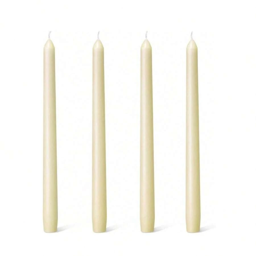 4pcs 10-Inch Taper Candle Set - Dripless, Smokeless Design, Burn Time Up To 8 Hours. Pure White Unscented Cream Wax Candles, Perfect For Weddings, Holiday Dinners, And Home Decor. - one-size - View 1