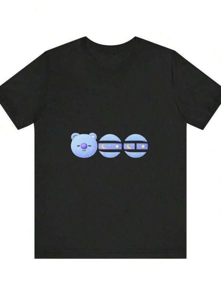 Men's Casual Graphic Print T-Shirt, BT21 Arirang Concert Namjoon Koya T-Shirt, ARMY Concert Merchandise, Relaxed, Soft, And Cool Short Sleeve T-Shirt, Casual Summer Street Wear, Men's Cotton T-Shirts, Graphic T-Shirts, Men's Graphic Print T-Shirts, Men's Vintage T-Shirts, Men's Casual T-Shirts, Festival T-Shirts - 黑色 - 查看 1
