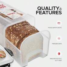 Tafura - Contenedor de almacenamiento de pan con bandeja caja de pan de plástico contenedor de pan con tapa hermética pan de pan soporte para pan casero sin BPA - Paquete de 1 unidad en color negro - Ver 4
