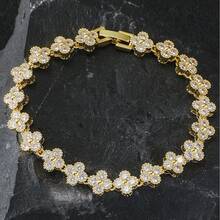 1件套女士黄铜花卉奢华首饰套装，项链首饰礼品 - 金色 - 查看 6