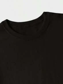1 pieza de camiseta de mujer 100% algodón, holgada, de moda urbana, elegante, de gran tamaño, con estampado hip hop, 180g, 100% algodón. - Negro - Ver 3