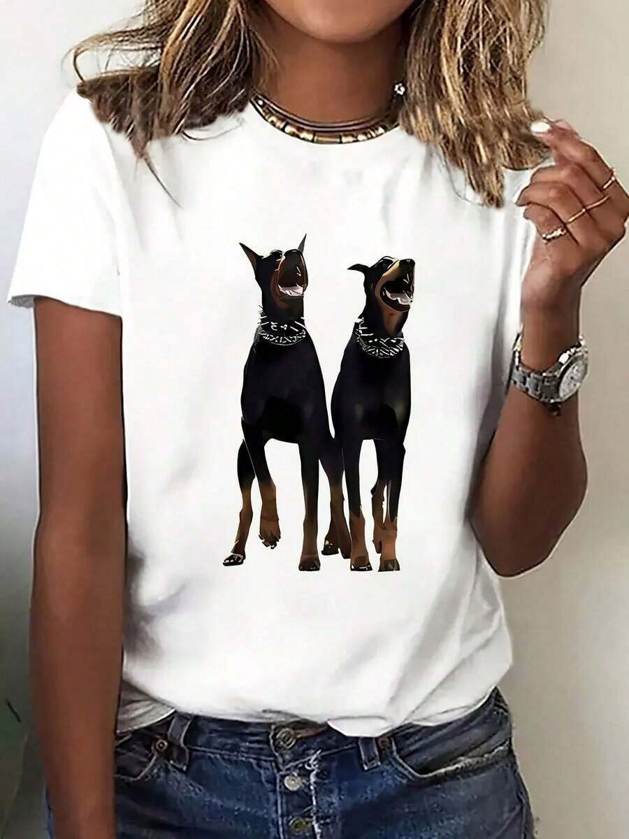 Camiseta de algodón puro, serie Fashion Vibrant, para mujer, de manga corta, con estampado del desierto del Sahara. Cómoda y transpirable, de cuello redondo, con tela seleccionada para usar en las cuatro estaciones. Disponible en - Blanco - Ver 1