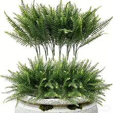 4Pcs Artificial Boston Ferns For Outdoors UV Resistant Fake Plants, Faux Greenery Bushes For Garden Porch Window Box, Artificial Fern Stems For Home Office Indoor Decor, Realistic Plastic Shrubs For DIY Hanging Planter Decor - Multicolor - View 10