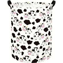 1PC Cute Cow Pattern Foldable Laundry Basket, Cartoon Farm Animal Foldable Storage Basket With Handles, Suitable For Clothes - Multicolor - View 1