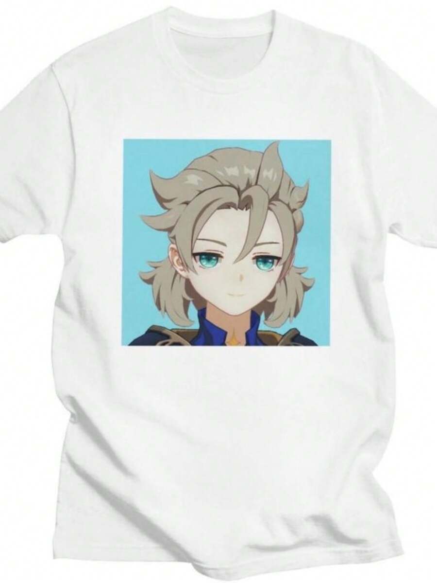 blusas para mujer Custom Trendy Genshin Impacts Albedo Women T Shirt Men Short Sleeve 100 Cotton T-shirt Casual Anime Game Tee Tops Streetwear Tshirts - Blanco - Ver 1