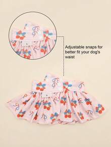 Beach Vacation Swimwear, Cherry Bow Print Halter Bikini + Ruffle Hem Swim Skirt 2pcs Set - Multicolor - View 8
