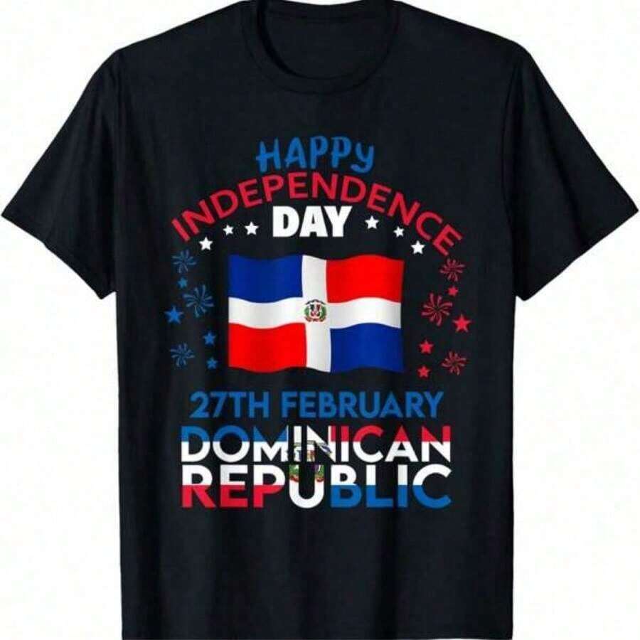 Dominican Republic Independence Day 181st Anniversary T-Shirt - Dominican Flag And National Colors, Loose Fit, Women's Casual T-Shirts - 黑色 10 - 查看 1