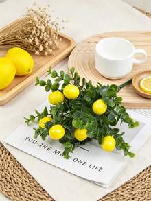 1/2pcs Artificial Lemon Flower Bouquet, 11.8 Inch Faux Eucalyptus Lemon Branches, Fake Lemons, Suitable For Home Decor, Tabletop Centerpiece, Kitchen Decor, Indoor/Outdoor Decoration, Spring/Summer, Valentine's Day, Holiday Party - Add Lemon - View 5