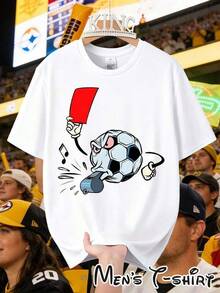 Camiseta de manga corta con estampado "Referee Fun Style" para fútbol. Presenta un divertido diseño de árbitro, perfecto para atuendos modernos y juguetones, así como para salidas informales a comer fuera. Incorpora el divertido estilo de arbitraje de fútbol, adecuado para el uso diario de los estudiantes y para viajes de vacaciones. - Negro - Ver 6