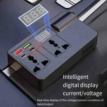 TISIFANG 12V-24V Car Power Inverter With USB Port And Digital Voltage Display, Cigarette Lighter Adapter, Suitable For Cars, RVs, Etc. - Black - View 4