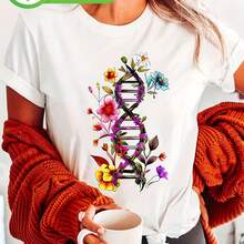Women's Casual Cotton Round Neck Short Sleeve Regular T-Shirt with Slight Stretch - Blanco - Ver 1