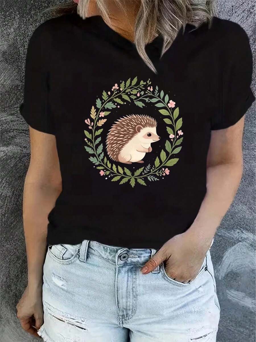 Arte Mexicano Camisetas Estampadas de Manga Corta para Mujer, Verano, Modernas y Casuales, Lavables a Máquina, Ajuste Cómodo, Impresión Plana 2D, Camiseta de Algodón para Familia Coordinada - Negro - Ver 1