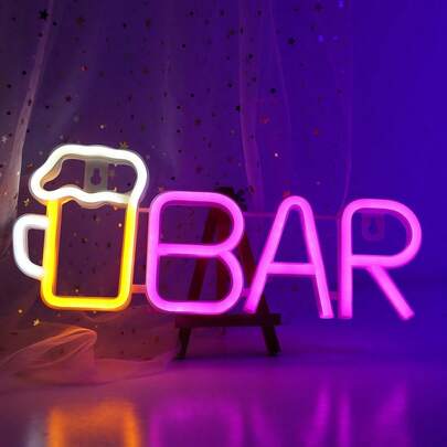 1 đèn neon trang trí quán bar, dùng pin hoặc USB, kích thước 35.5x144.5cm/13.9x5.7in, thích hợp trang trí sinh nhật, quán bar, quán rượu, sân vườn, cầu hôn, kỷ niệm, tốt nghiệp, phòng chơi game, Ngày Valentine, Ngày của Mẹ, Ngày thiếu nhi, Giáng sinh và các dịp lễ khác cũng như trang trí tiệc.