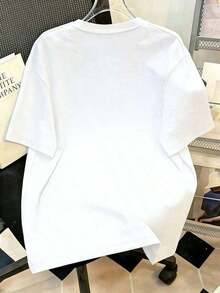 1 Piece Women's Short Sleeve T-Shirt, 100% Cotton, With Fun Italian Slogan, Suitable For Spring/Summer And All Year Round, Women's Sportswear, Soft And Breathable White T-Shirt, For Holidays, 180g, 100% Cotton, Festival Clothing, Women's T-Shirts - 白色 5 - 查看 2