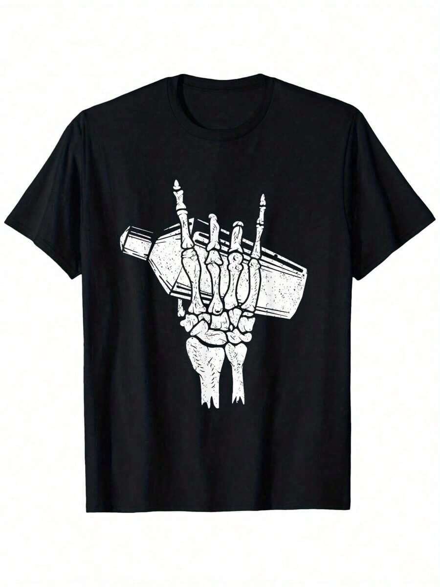 Camiseta de Algodón Estilo Vintage con Estampado de Eslogan de Lisboa, Camiseta de Bartender con Esqueleto, Unisex-Adultos, Negra, Talla Pequeña, Manga Corta, Adecuada para Hombres y Mujeres, Camiseta para Uso Diario en Verano, 100% Algodón, Tallas S-XXXL para Uso Diario en Verano. - Negro - Ver 1
