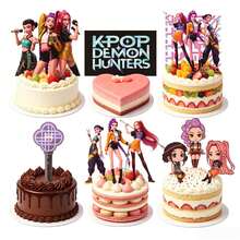 6pcs K-POP Idol Girl Group Theme Birthday Cupcake Toppers, Character Pattern Printed Picks, Adult Fan Party Decorations - Multicolor - View 4
