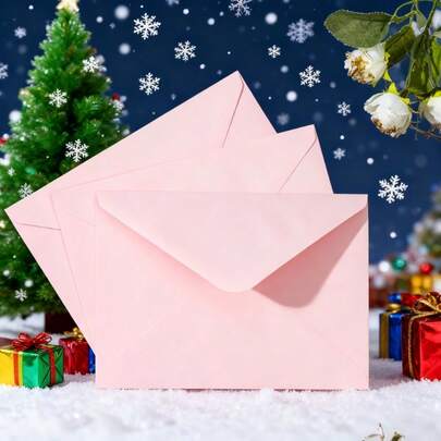 10/25pcs Sakura Pink Envelopes, Paper Envelopes, Suitable For Wedding Invitations, Birthday Parties, Graduations, Christmas, Halloween