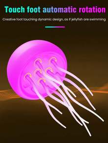 1pc New Night Light, Voice Control Jellyfish Lamp, Atmosphere Light, Bedroom Small Night Light, USB Rechargeable With Switch, Indoor Lighting, Full Color Gradient Voice Control Jellyfish Creative Shape Lamp, Creative Sensing Atmosphere, Floating Dynamic Tentacles Hanging Lamp, Suitable As Gift For Thanksgiving, Easter, New Year For Family And Friends - Multicolor - View 3