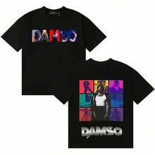 2026 Nueva Camiseta de Manga Corta con Cuello Redondo y Estampado Gráfico Damso Harajuku de Singer French para Hombre - Negro - Ver 6