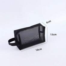 Juego de bolsas de aseo de malla negra transparente, organizadores de cosméticos de nylon transpirable con asa, bolsas de almacenamiento de maquillaje portátiles de varios tamaños para viajes - Negro - Ver 10