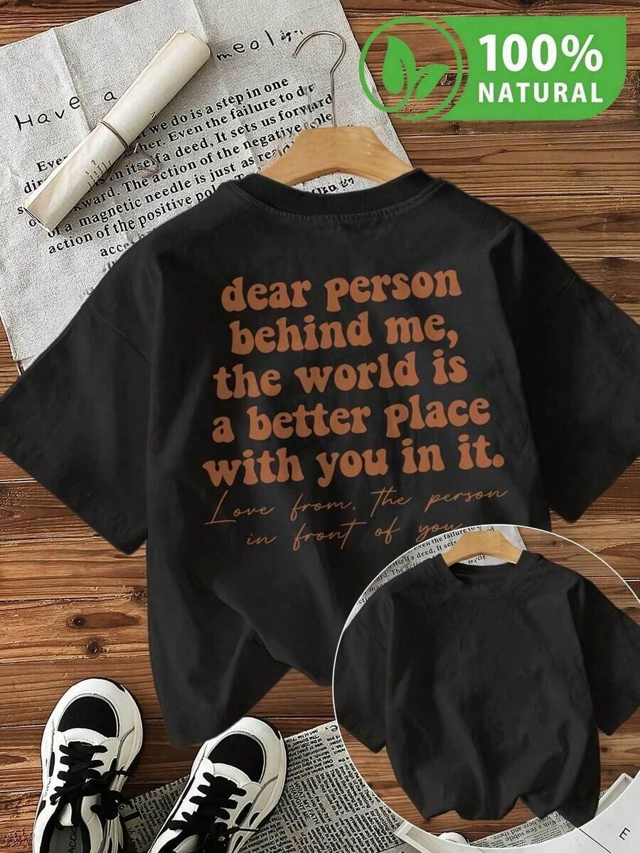 T-shirt casual exclusiva con mensaje motivacional retro para hombres y mujeres comodidad y estilo en cada uso diseño único que inspira el mundo es mejor contigo tela suave y resistencia máxima camiseta negra versátil para cualquier ocasión moda mexicana al mejor precio - Negro - Ver 1