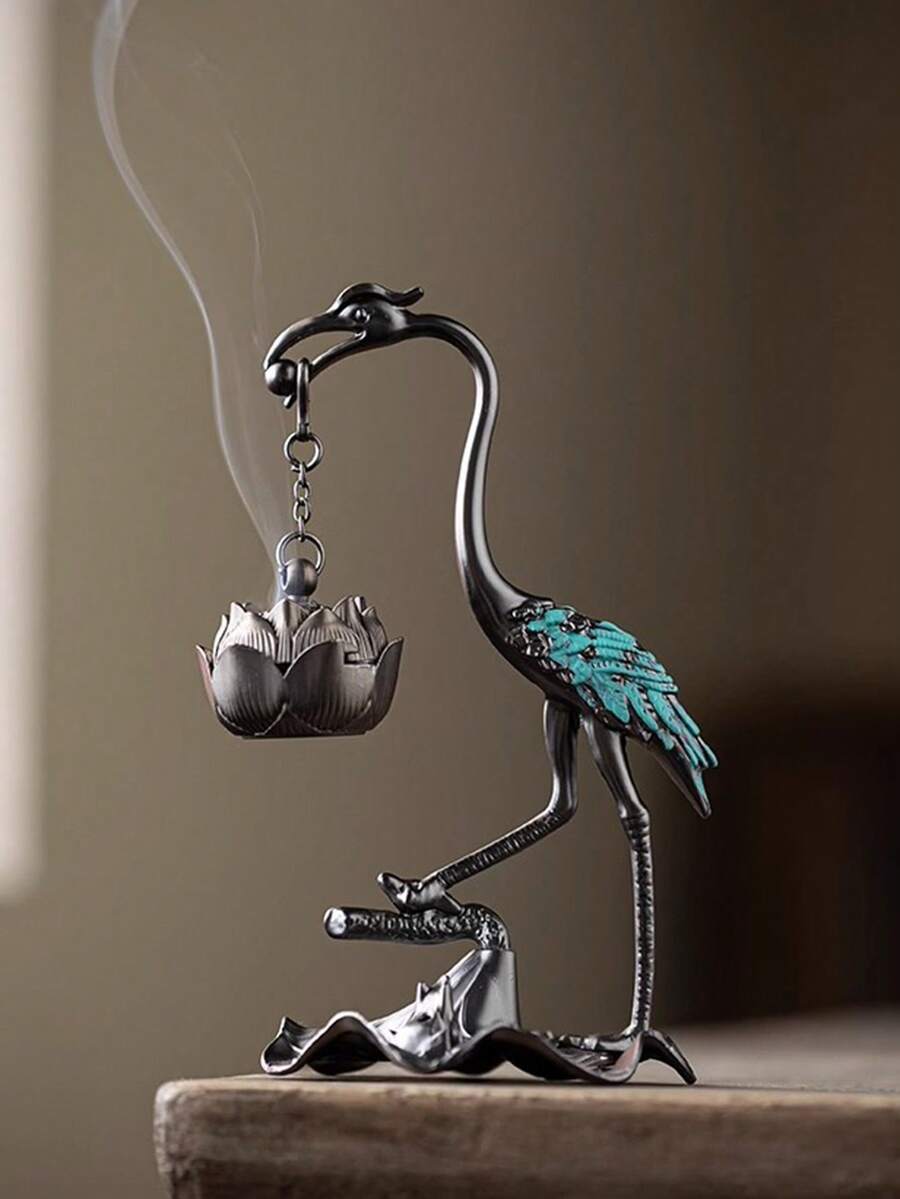 Crane & Lotus Hanging Incense Burner/Candle Holder, Room Decor Item, Suitable For Halloween, Autumn, Holidays, Winter, Valentine's Day, Wedding, Birthday, Room Decoration, Ramadan Decoration, Home Decor, Living Room Decor, House Decoration - Crane Incense Burner - View 1