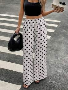 Pantalones casuales de lino de cintura baja y pierna recta para mujer, estilo de vacaciones de verano - Blanco - Ver 6