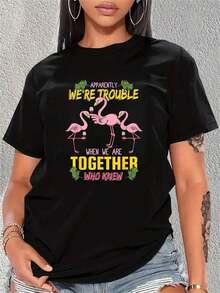 2026 Al parecer somos un problema cuando estamos juntos, ¿quién lo hubiera dicho? - Camiseta Blusas Para Mujer Casual - Negro - Ver 3