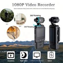 Cámara de acción con lente de ojo de pez giratoria estabilizada, pantalla de 1.54", batería de larga duración, diseño ligero, adecuada para vlogging y viajes - Ver 7