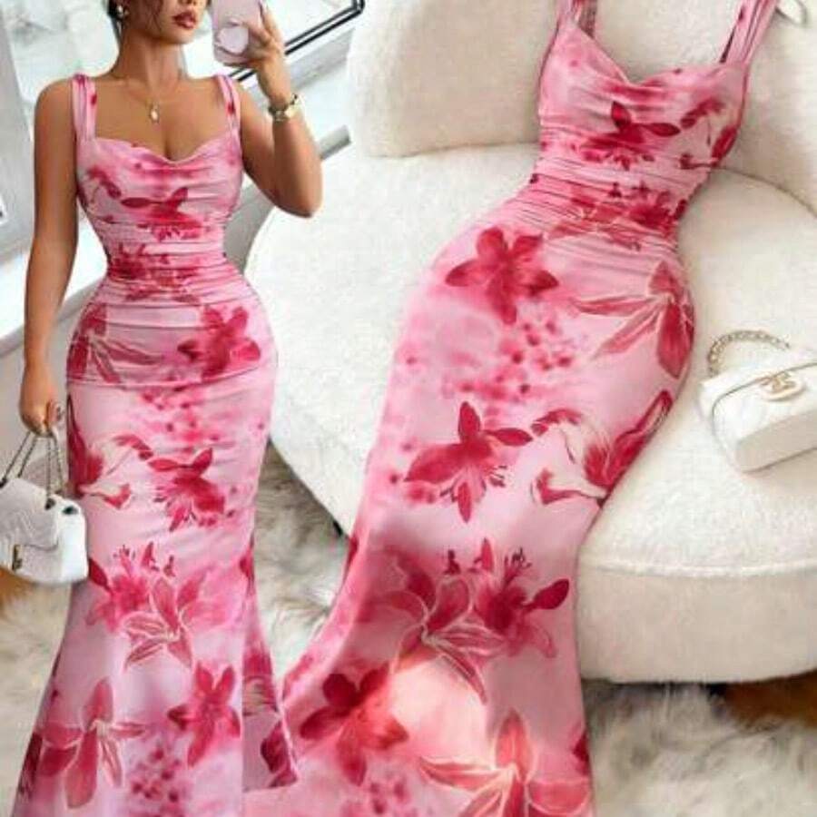 guang zhou mi qian shang mao Vestido floral elegante para mujer, de verano - Multicolor - Ver 1