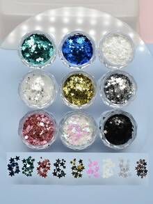 Paillettes pour nail art en forme d'étoile 5-Star, ultra-fines 1,5 mm/2 mm/3 mm, taille mixte, mini autocollants d'ongles colorés, fournitures et accessoires de salon de manucure, charms pour ongles - Multicolore - Voir 5