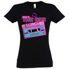 Camiseta para Mujer de Youth Designz con Frase Divertida: Nacida en los 80 y Orgullosa, Camisetas de Moda de los 80, Tops Cómodos, Camisetas Modernas - Negro - Ver 6