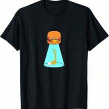 Camiseta con Capucha Divertida con Diseño de Hamburguesa Robiendo Papas Fritas para el Almuerzo Adecuado como regalo. playera de mujer. blusas>elegantes. boho chic,Top de mujer suave, transpirable y cómodo, ideal para primavera, verano y otoño, perfecto para vacaciones, viajes y uso diario. - Negro 10 - Ver 7