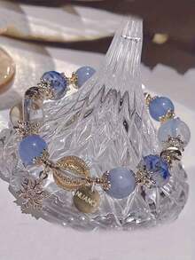 1pc Strawberry Quartz Bracelet, Pendant Charm Bracelet, Gift For Girlfriend/Best Friend - Blue - View 3
