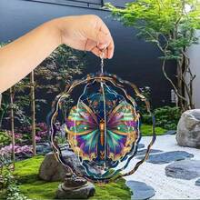 1个维纳斯蝴蝶风铃 - 360°旋转挂钩,优雅花园装饰,金属室内/室外风铃,适用于庭院、婚礼、圣诞节、万圣节 - 舒缓的音效,乔迁之喜、教师节、结婚礼物,装饰品,精致细节,高品质工艺,悬挂装饰,家居装饰,随机款式 - A - 查看 2