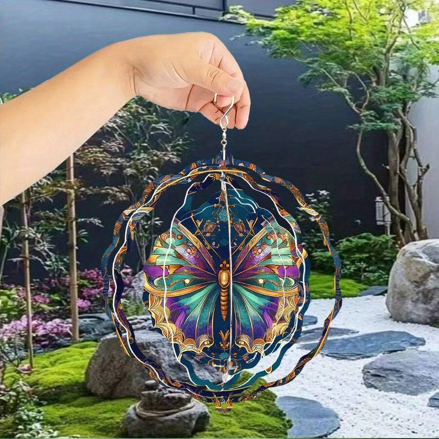 1个维纳斯蝴蝶风铃 - 360°旋转挂钩，优雅花园装饰，金属室内/室外风铃，适用于庭院、婚礼、圣诞节、万圣节 - 舒缓的音效，乔迁之喜、教师节、结婚礼物，装饰品，精致细节，高品质工艺，悬挂装饰，家居装饰，随机款式
