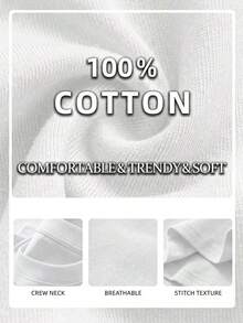 1 pieza de playera   corta 100% algodón, cuello redondo casual con estampado, delicada flor de cerezo, manga corta transpirable para uso diario - Blanco - Ver 6