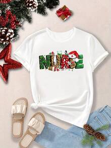 Gorro de Navidad, Enfermera de Navidad, Regalo para Enfermeras, Camiseta Estampada de Regalo Navideño - [Blanco] - Ver 3