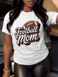 Camisetas gráficas de manga corta para mujer, camiseta de mamá de fútbol americano, regalo del Día de la Madre para mamá futbolista, diseño con patrón de efecto de pedrería, camiseta de manga corta para mamá futbolista/esposa futbolista, regalo del Día de la Madre para amantes del fútbol, regalo del Día de la Madre para la temporada de fútbol, tops vintage. - Blanco - Ver 7