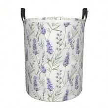 Foldable Laundry Basket With Handle - Oxford Cloth Laundry Basket, Suitable For Laundry, Portable Laundry Storage, Colored Flower Pattern, Round Portable Laundry Handling Basket, Suitable For Bathroom, Bedroom, Can Be Used As Storage Bag Or Laundry Basket - 花G - 查看 3